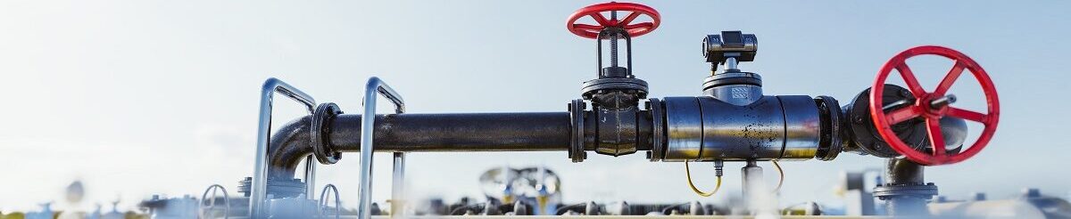 Gas tap with pipeline system at natural gas station.